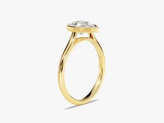 1.5CT Pear Moissanite Diamond  Bezel Set Solitaire Engagement Ring