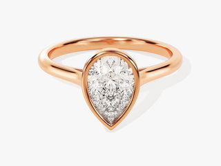 1.5CT Pear Moissanite Diamond  Bezel Set Solitaire Engagement Ring