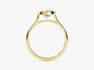 2.0CT Pear Moissanite Diamond Bezel Set Solitaire Engagement Ring