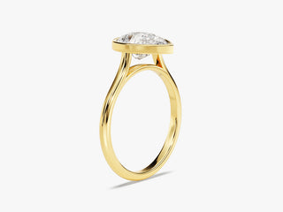 2.0CT Pear Moissanite Diamond Bezel Set Solitaire Engagement Ring