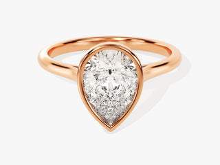 2.0CT Pear Moissanite Diamond Bezel Set Solitaire Engagement Ring