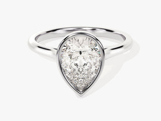 2.0CT Pear Moissanite Diamond Bezel Set Solitaire Engagement Ring