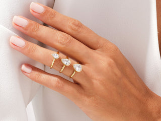 1.0C Pear Moissanite Diamond Bezel Set Solitaire Engagement Ring
