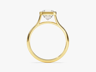 1.50CT Asscher Moissanite Diamond Bezel Set Solitaire Engagement Ring