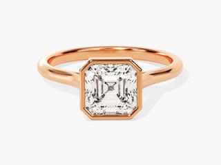 1.50CT Asscher Moissanite Diamond Bezel Set Solitaire Engagement Ring