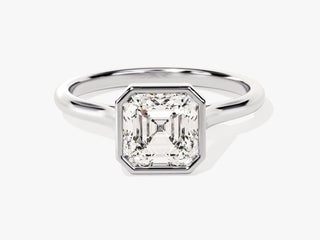 1.50CT Asscher Moissanite Diamond Bezel Set Solitaire Engagement Ring