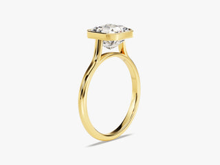 2.0CT Asscher  Moissanite Diamond Bezel Set Solitaire Engagement Ring