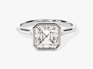 2.0CT Asscher  Moissanite Diamond Bezel Set Solitaire Engagement Ring