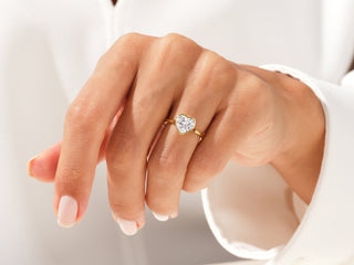 2.0CT Heart Shape Moissanite Diamond Bezel Set Solitaire Engagement Ring