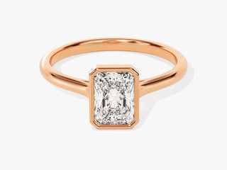 1.0CT Radiant Moissanite Diamond Bezel Set Solitaire Engagement Ring
