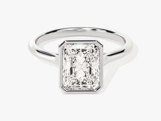 2.0CT Radiant Moissanite Diamond Bezel Set Solitaire Engagement Ring