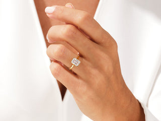 2.0CT Radiant Moissanite Diamond Bezel Set Solitaire Engagement Ring