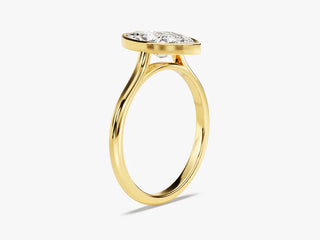 1.50CT Marquise  Moissanite Diamond Bezel Set  Solitaire Engagement Ring