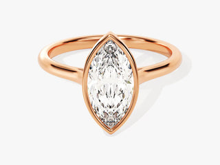 1.50CT Marquise  Moissanite Diamond Bezel Set  Solitaire Engagement Ring