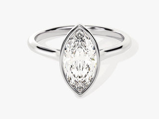 1.50CT Marquise  Moissanite Diamond Bezel Set  Solitaire Engagement Ring