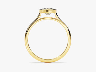 1.50CT Marquise  Moissanite Diamond Bezel Set  Solitaire Engagement Ring