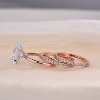 5.00CT Pear Cut Diamond Hidden Halo Bridal Ring Set