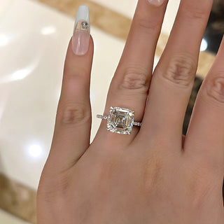 3.00CT Asscher Cut Diamond Pave Engagement Ring