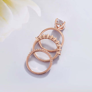 3.00CT Cushion Cut Diamond Hidden Halo Bridal Ring Set