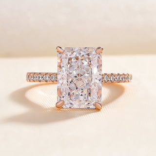 5.00CT Radiant Cut Diamond Hidden Halo Pave Engagement RING