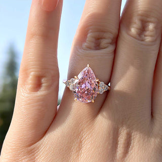 5.00CT Light Pink Pear Cut Diamond Cluster Engagement Ring