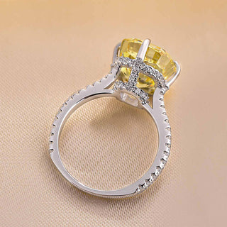 5.00CT Yellow Cushion Cut Dimond Pave Engagement Ring