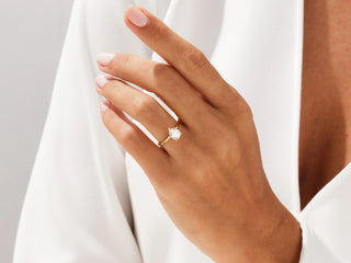 Elegant 1.5 Carat Pear-Cut Moissanite Solitaire Ring in Gold or Platinum