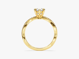 Elegant pear moissanite engagement ring with sparkling twisted pavé design