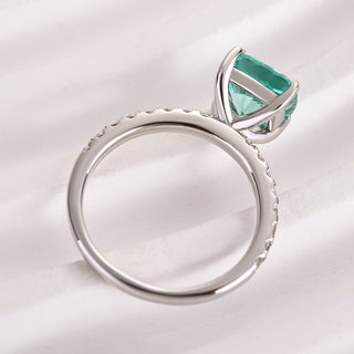 2.00CT Green Cushion Cut Pave Engagement Ring
