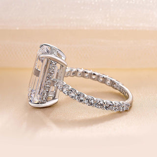 8.00CT Emetald Cut Hidden Halo Pave Engagement Ring