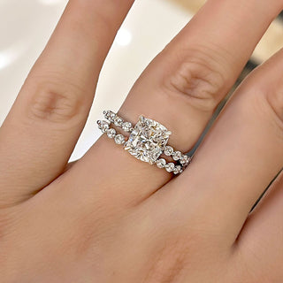 3.00CT Cushion Cut Hidden Halo Pave Engagement Ring