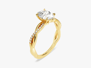 Flattering Oval Moissanite Ring with Twisted Pavé Side Stones 