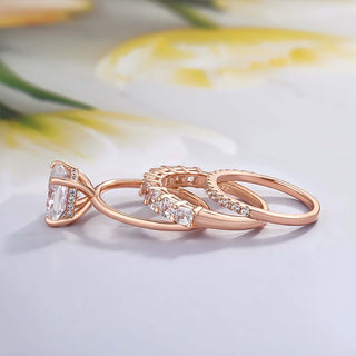 3.00CT Cushion Cut Diamond Hidden Halo Bridal Ring Set