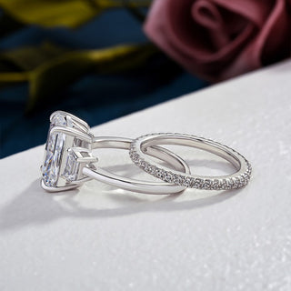 9.00CT Radiant Cut Diamond Three Stone Wedding Ring Set
