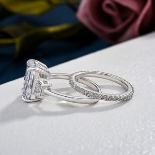 6.00CT Radiant Cut Diamond Three Stone Engagement Ring Set