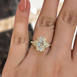 4.00CT Oval Cut Diamond Cluster Engagement Ring