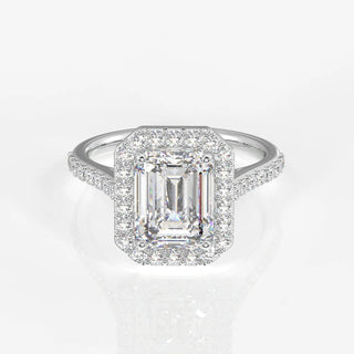 5.00CT Emerald Cut Diamond Halo Pave Engagement Ring