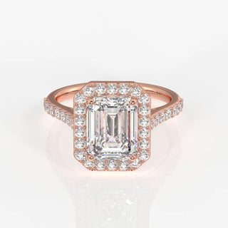 5.00CT Emerald Cut Diamond Halo Pave Engagement Ring