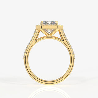 5.00CT Emerald Cut Diamond Halo Pave Engagement Ring