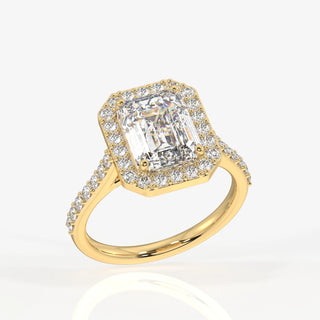5.00CT Emerald Cut Diamond Halo Pave Engagement Ring