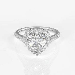 2.00CT Heart Shape Diamond Halo Pave Engagement Ring