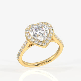 2.00CT Heart Shape Diamond Halo Pave Engagement Ring