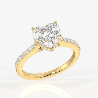 2.00ct Heart Shape Diamond Hidden Halo Pave Engagement Ring