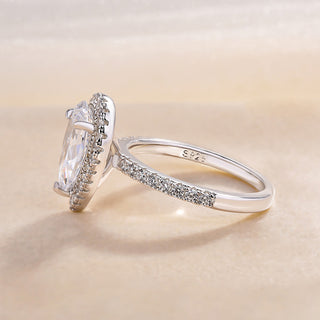 3.5CT Pear Cut Diamond Halo Pave Engagement Ring
