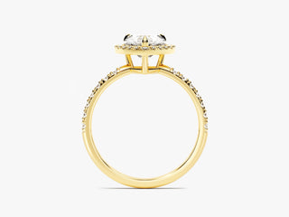 Romantic Heart Moissanite Diamond Ring Featuring Sparkling Halo and Micro Pave Settingd