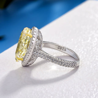 4.00CT Light Yellow Hidden Halo Pave Engagement Ring