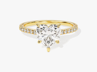 Luxury engagement ring with 2.0 CT heart moissanite and pavé diamond details for timeless elegance.