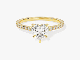 1.0CT Heart Moissanite Engagement Ring with pavé diamond band, romantic design