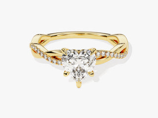 1.00CT Heart Moissanite Engagement Ring with twisted pavé diamond band