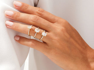 High-Fire Radiant Moissanite Diamond Pavé Engagement Ring 